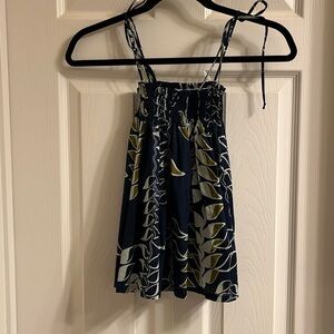 Manuhealii KINI Heliconia top navy blue.  New never worn.